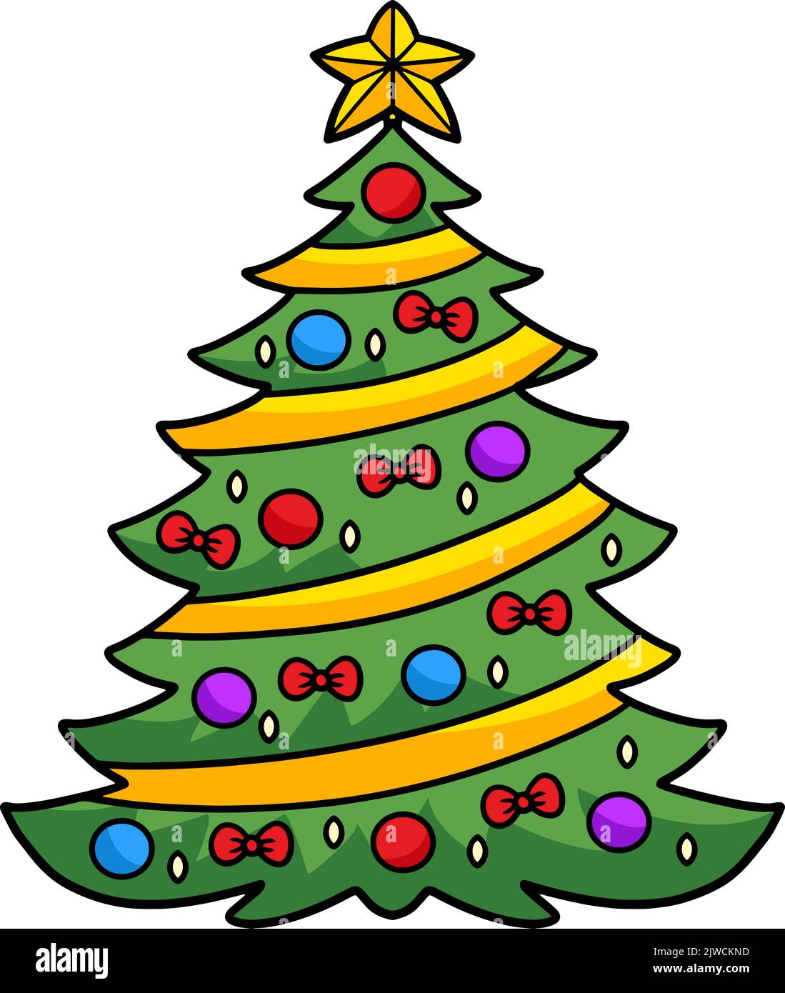 Weihnachtsbaum Cartoon Farbige Cliparts Stock Vektor