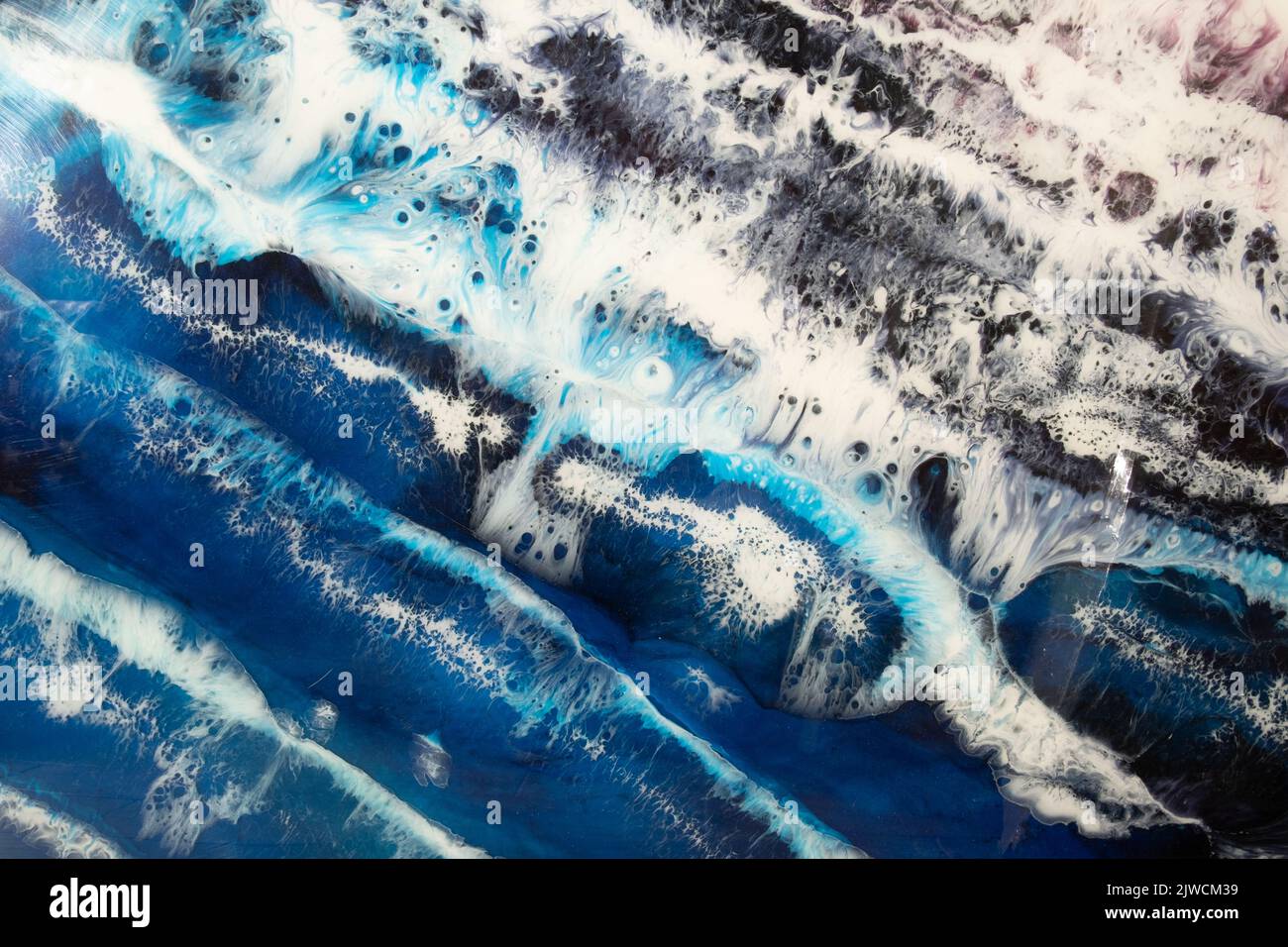 Marmor Textur Alkohol Tinte Wasser blau Welle Splash Stockfoto