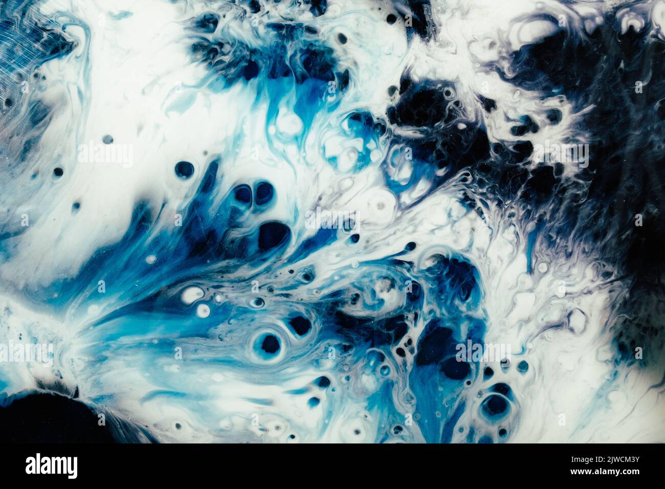 Tinte Wasser Marmor Textur blau Welle weißen Schaum Stockfoto