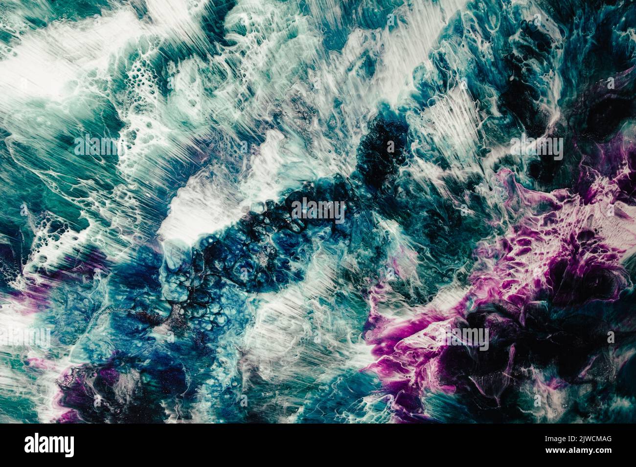 Alkohol Tinte Wasser bunte Marmor Textur blaugrün Stockfoto