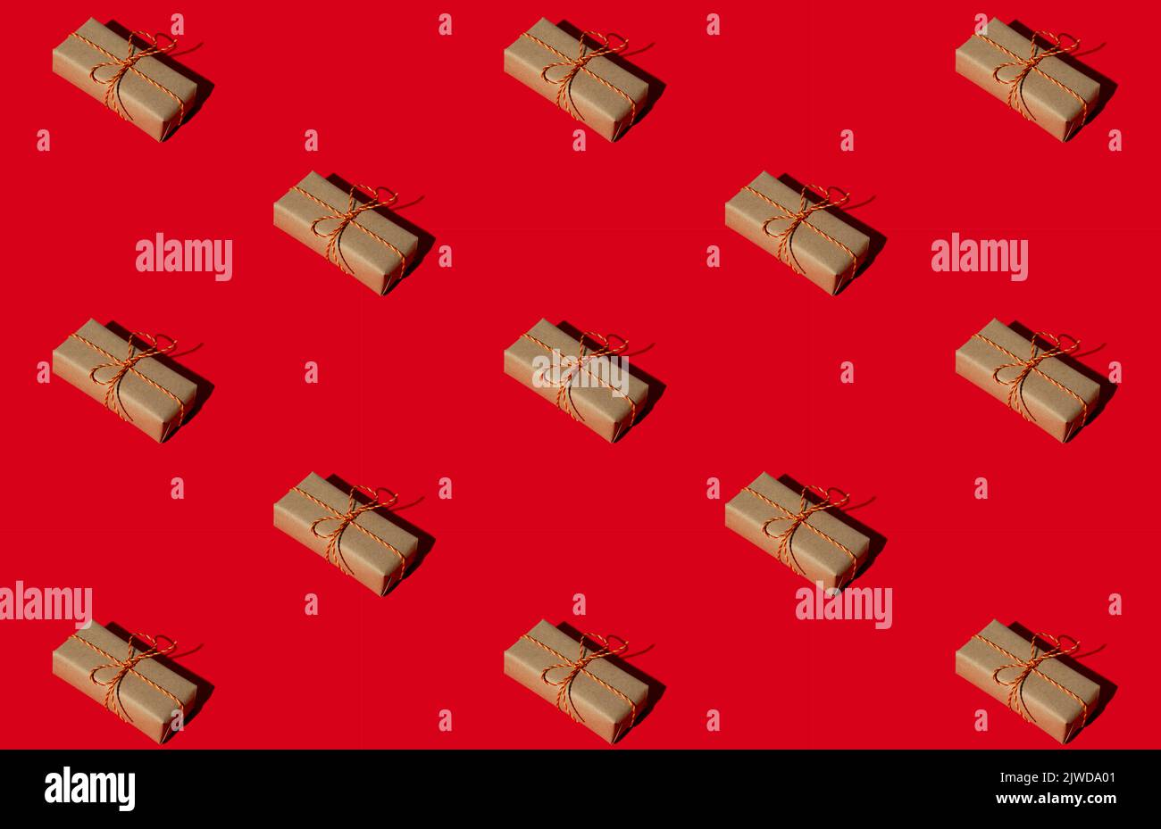 Geschenkmuster rot nahtlose Hintergrund Urlaub Dekor Stockfoto