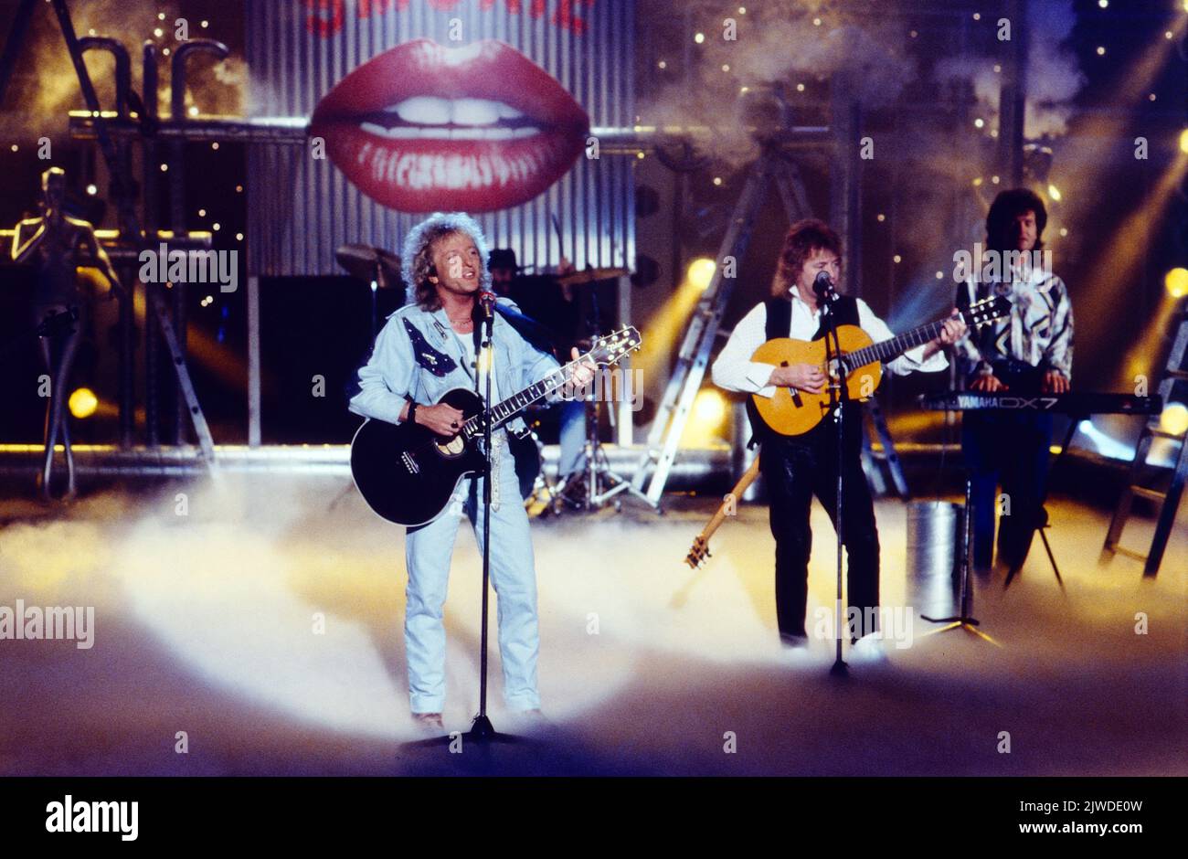 Smokie, britische Pop Rock Band, TV Auftritt, Deutschland, 1992. Smokie, britische Pop Rock Band, TV-Auftritt, Deutschland, 1992. Stockfoto