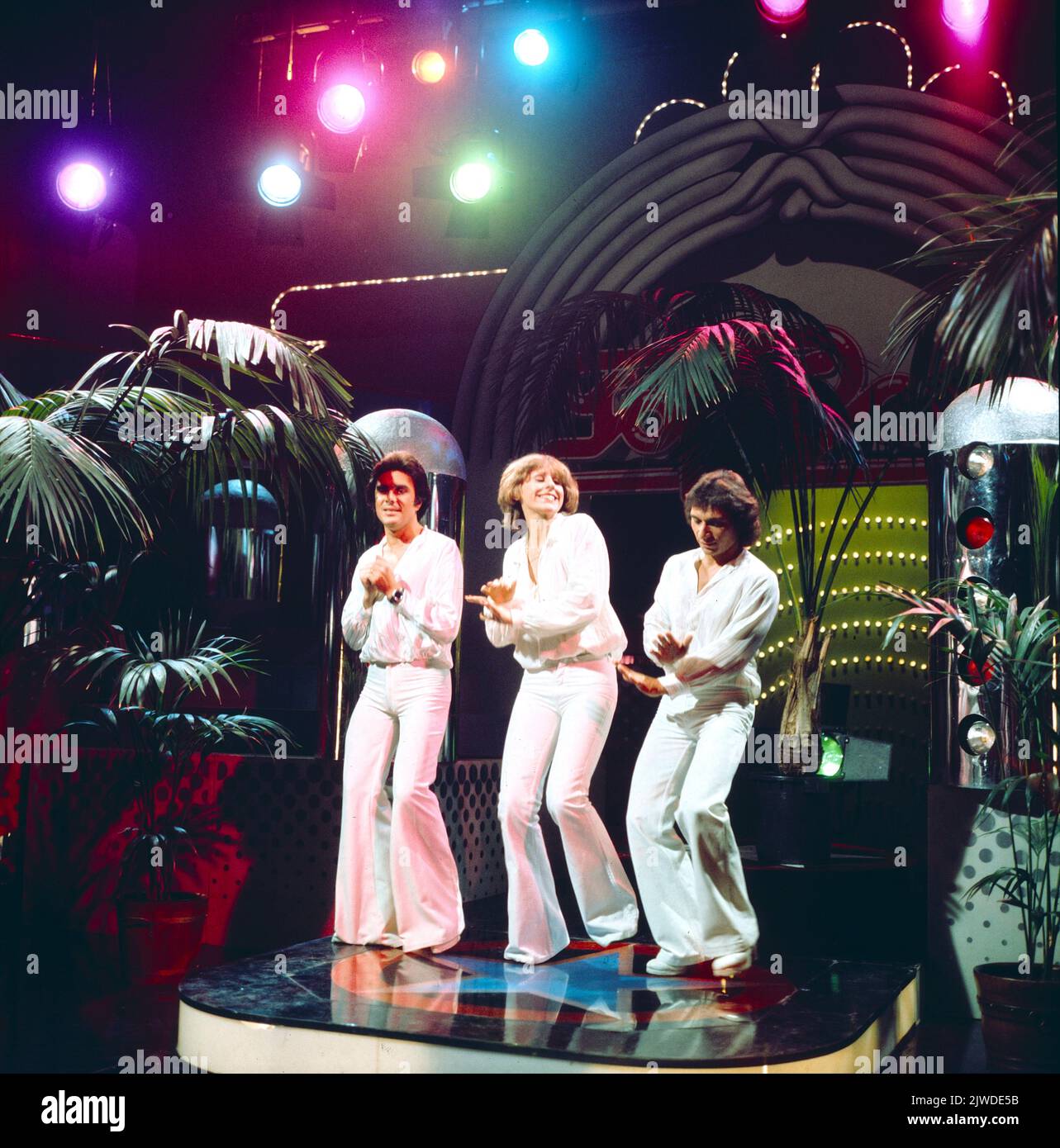 Musikgruppe Trinit, Auftritt in Deutschland, um 1979. Musikgruppe TRINITI, Auftritt in Deutschland, um 1979. Stockfoto