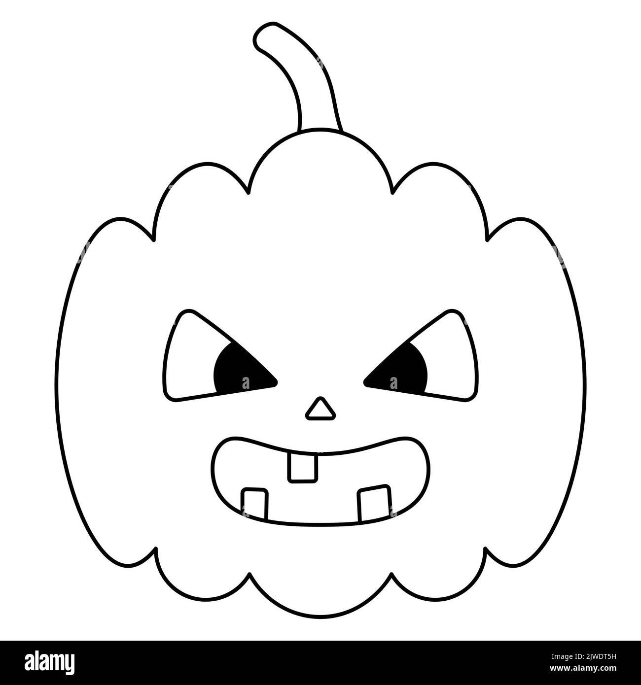 Kürbis. Wütender Gesichtsausdruck. Skizze. Halloween-Symbol. Unheilvolle Grimasse. Jack-Laterne. All Saints Day.Vektor-Illustration. Stock Vektor