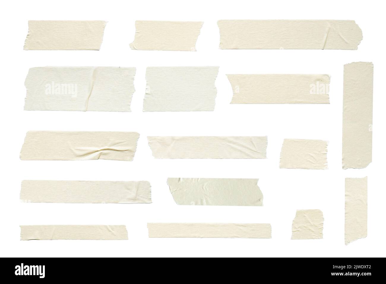 Klebeband-Set isoliert auf weißem Hintergrund. Stockfoto