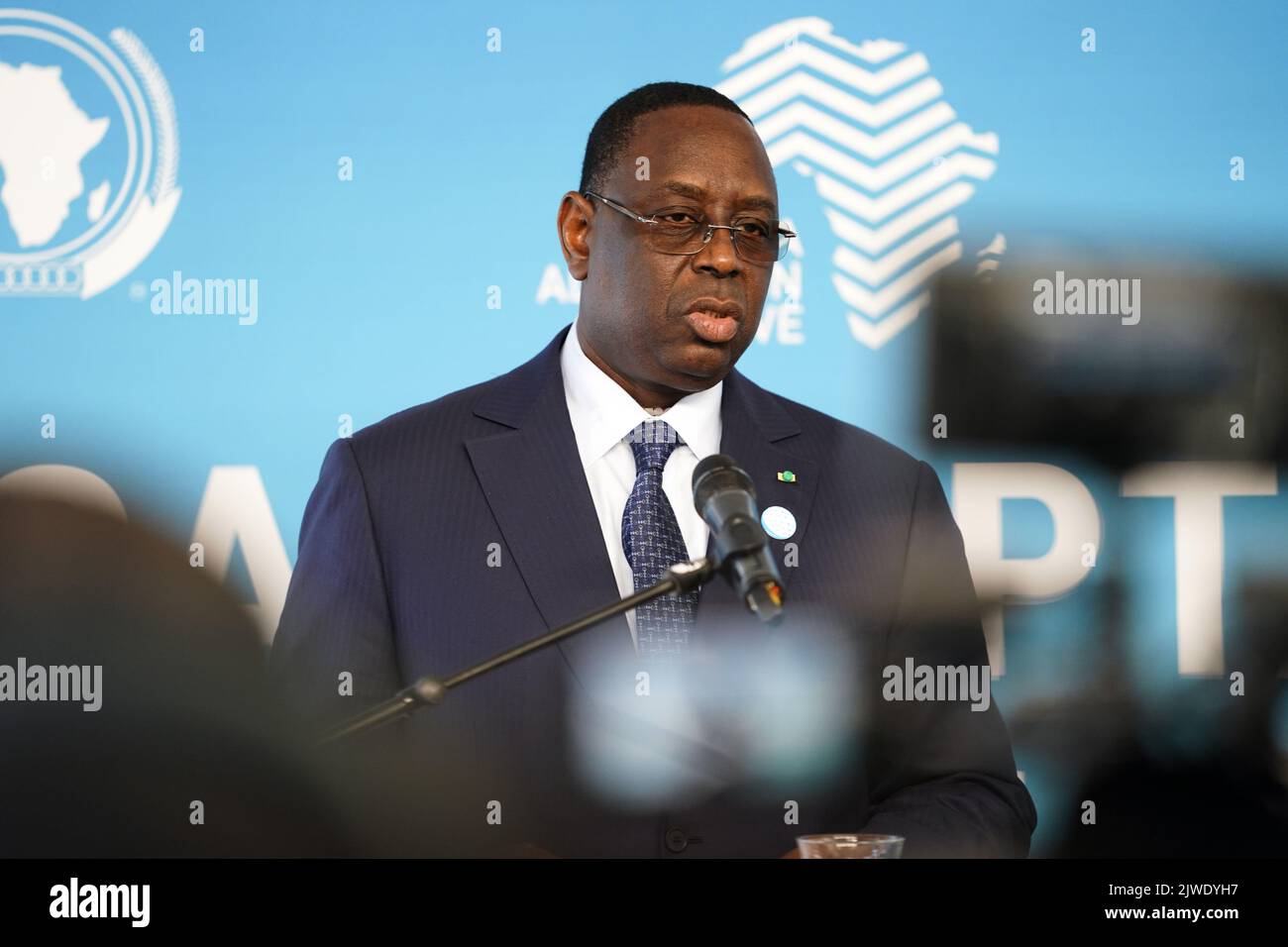 2022-09-05 15:22:09 ROTTERDAM - der Präsident von Senegal, Macky Sall, während des Afrika-Anpassungsgipfels. Während dieses Gipfels werden die afrikanischen Staats- und Regierungschefs über die Bedeutung der Strukturfinanzierung für die Klimaanpassung in Afrika diskutieren. ANP JEROEN JUMELET niederlande Out - belgien Out Stockfoto