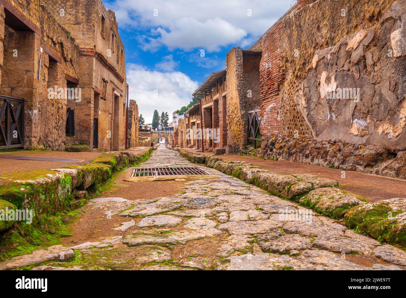 Ercolano, Italien in Herculaneum, einer alten römischen Stadt, die beim Ausbruch des Vesuvs im Jahr 79 n. Chr. begraben wurde. Stockfoto