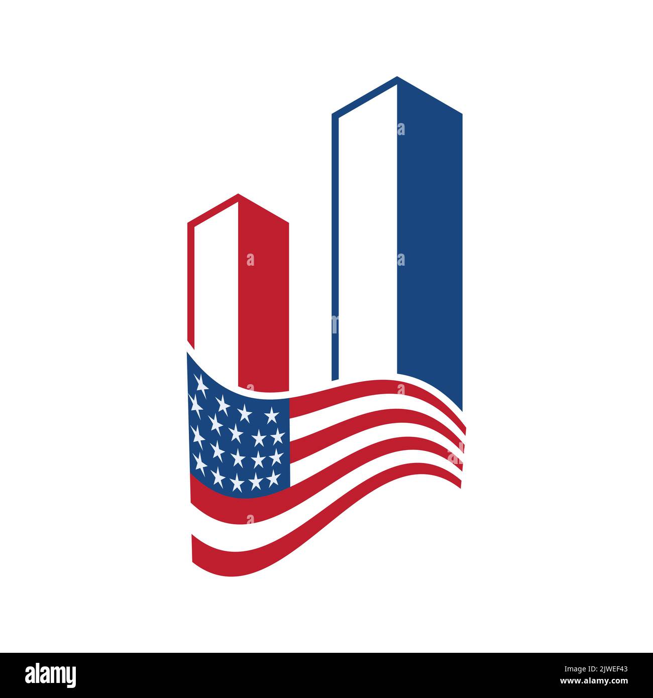 Twin Tower Patriot Tag Vektor Symbol Design Illustration Vorlage Stock Vektor