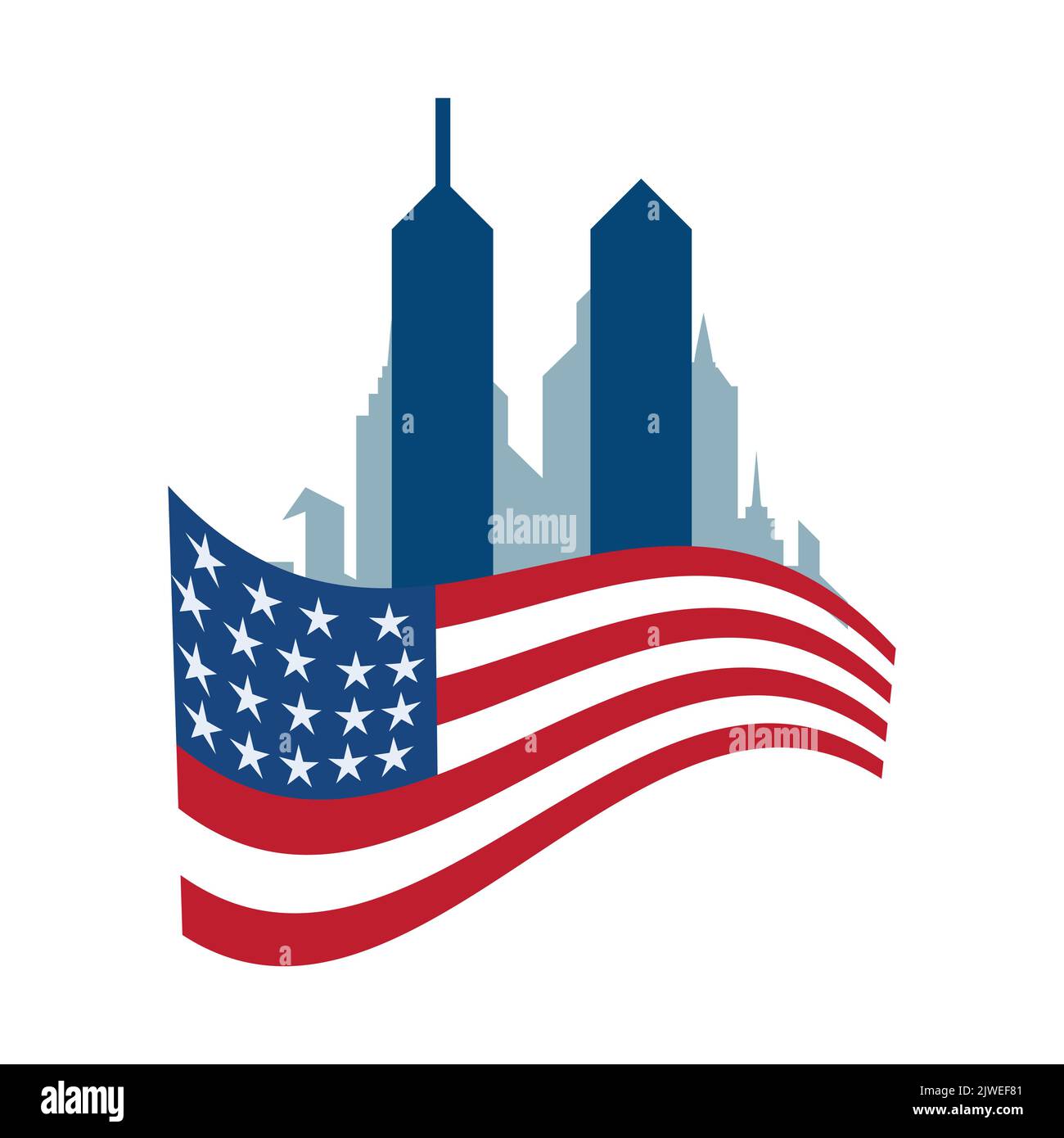 Twin Tower Patriot Tag Vektor Symbol Design Illustration Vorlage Stock Vektor