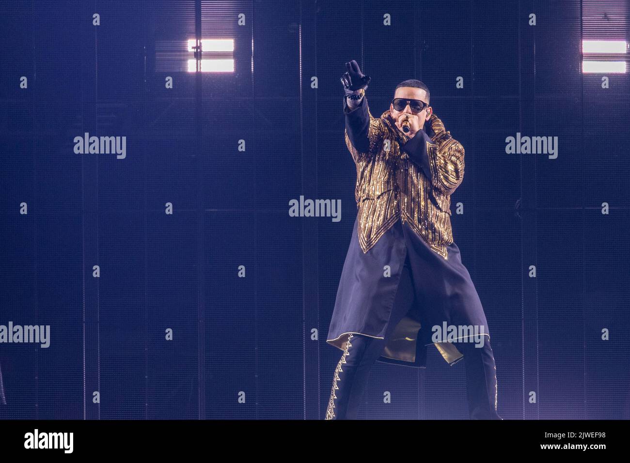 Rosemont, USA. 04. September 2022. Der Puerto-ricanische Sänger Daddy Yankee (Ramon Rodriguez) während der Legendady Tour am 4. September 2022 in der Allstate Arena in Rosemont, Illinois (Foto: Daniel DeSlover/Sipa USA) Quelle: SIPA USA/Alamy Live News Stockfoto