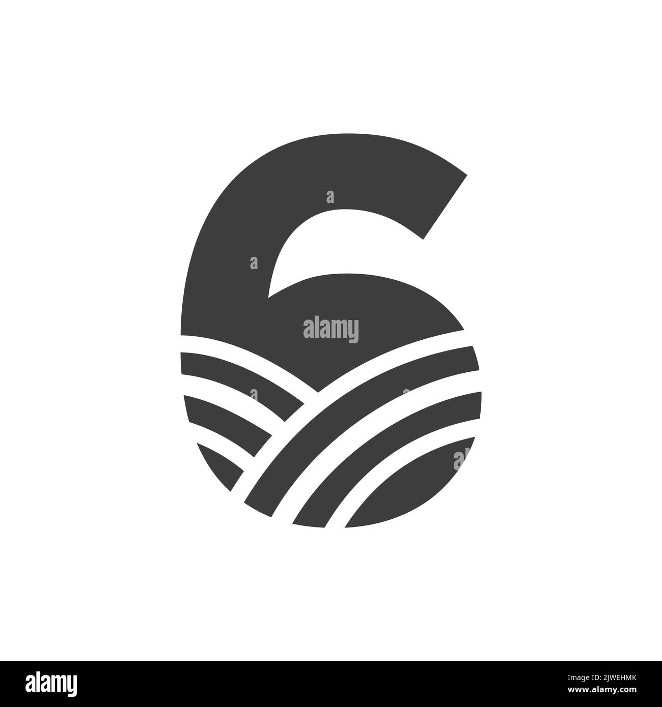 Agrarlogo Auf Brief 6 Konzept. Farm Logo basierend auf Alphabet für Bäckerei, Brot, Konditorei, Home Industries Business Identity Stock Vektor