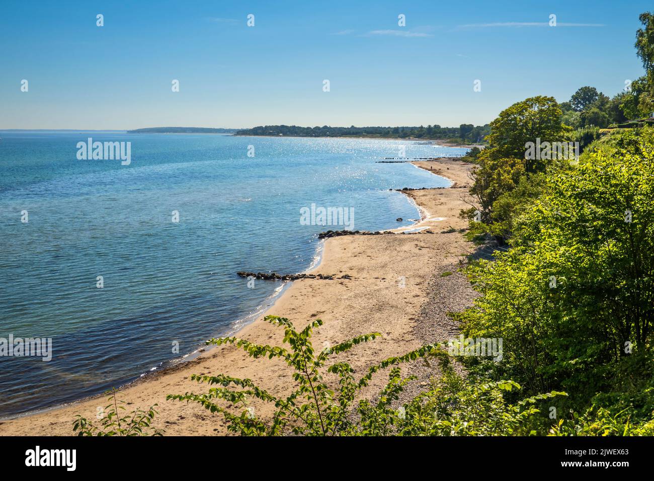 Blick am Strand von Munkerup nach Dronningmolle, Munkerup, Seeland, Dänemark, Europa Stockfoto