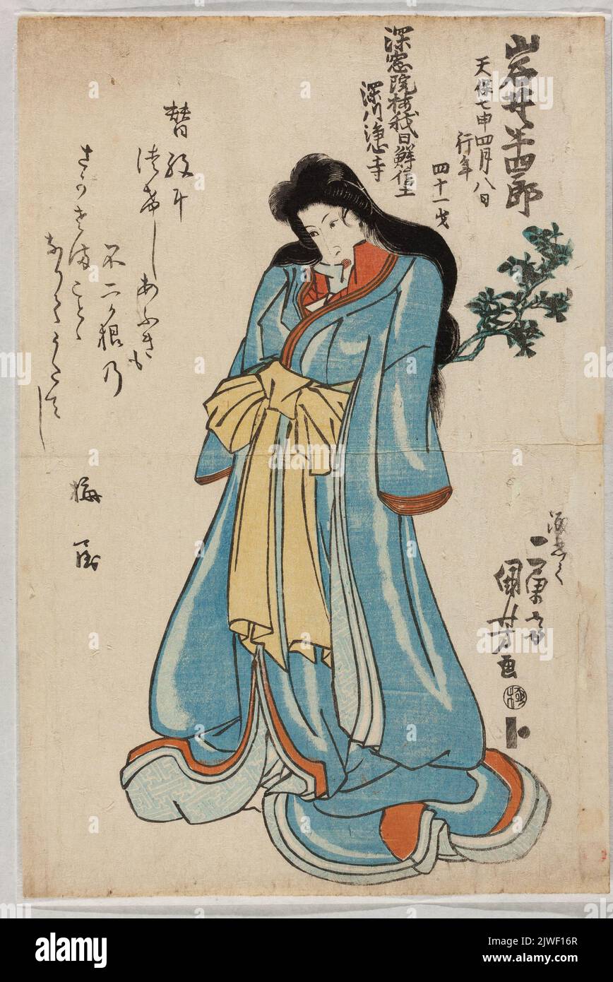 Epitaph-Porträt des Darstellers von onnagata in weiblichen Gewändern; Iwai Hanshiro VI. (1799–1837). Utagawa, Kuniyoshi (1798-1861), Grafiker Stockfoto