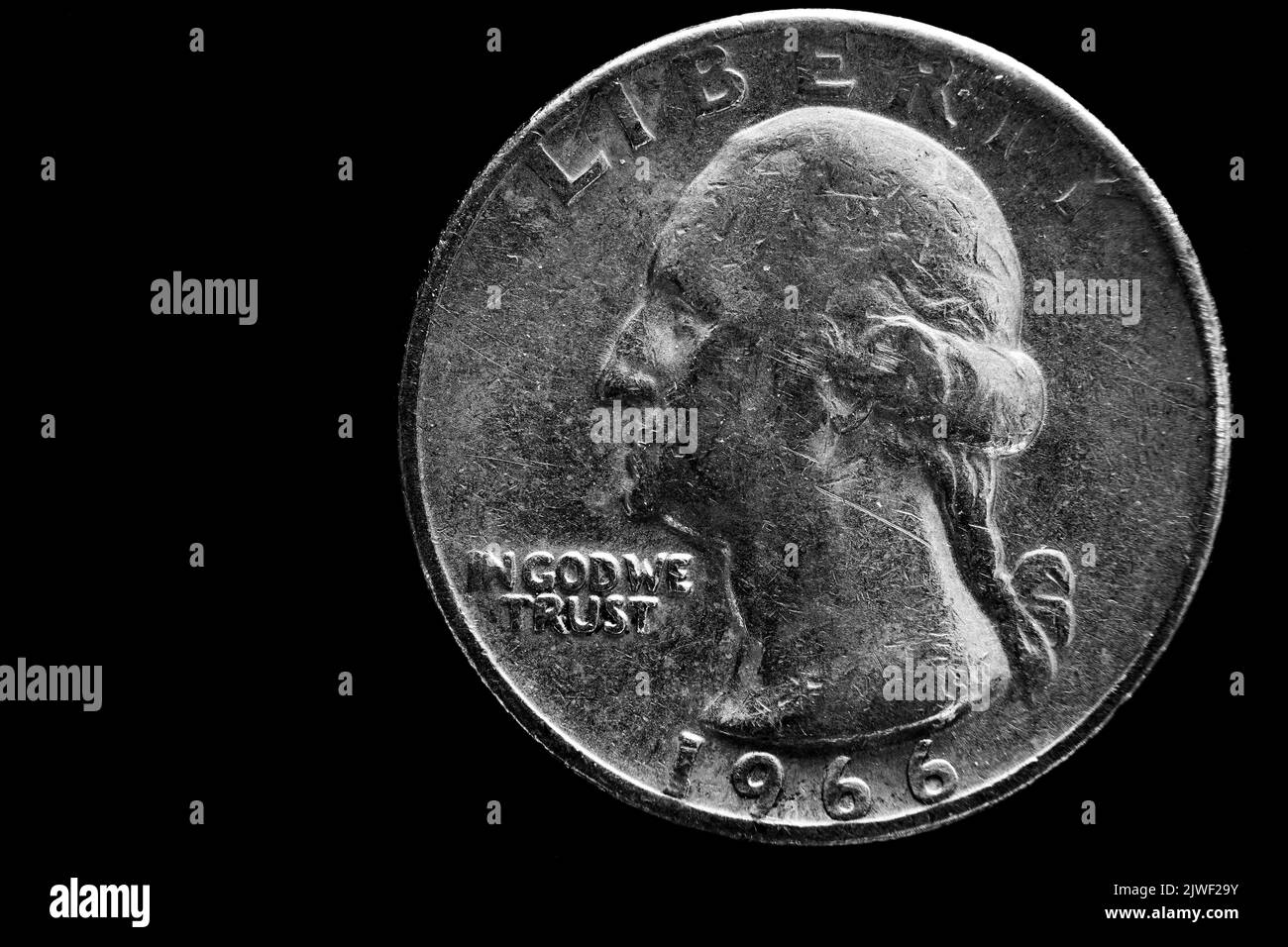 USA US-Münzen Silber Detail Textur, die Reichtum und Ersparnisse mit Inschrift in God We Trust Stockfoto