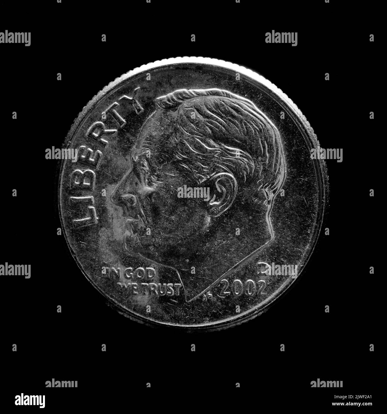 USA US-Münzen Silber Detail Textur, die Reichtum und Ersparnisse mit Inschrift in God We Trust Stockfoto