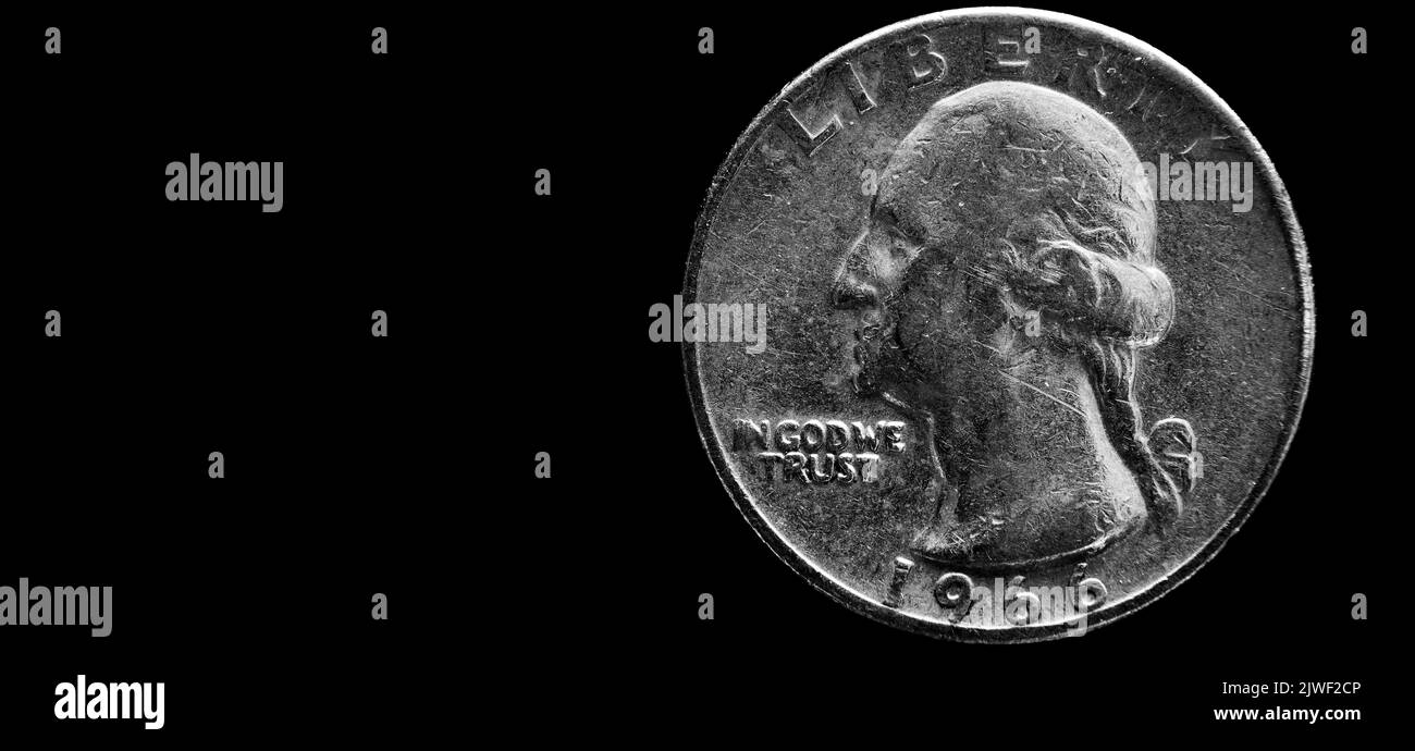 USA US-Münzen Silber Detail Textur, die Reichtum und Ersparnisse mit Inschrift in God We Trust Stockfoto