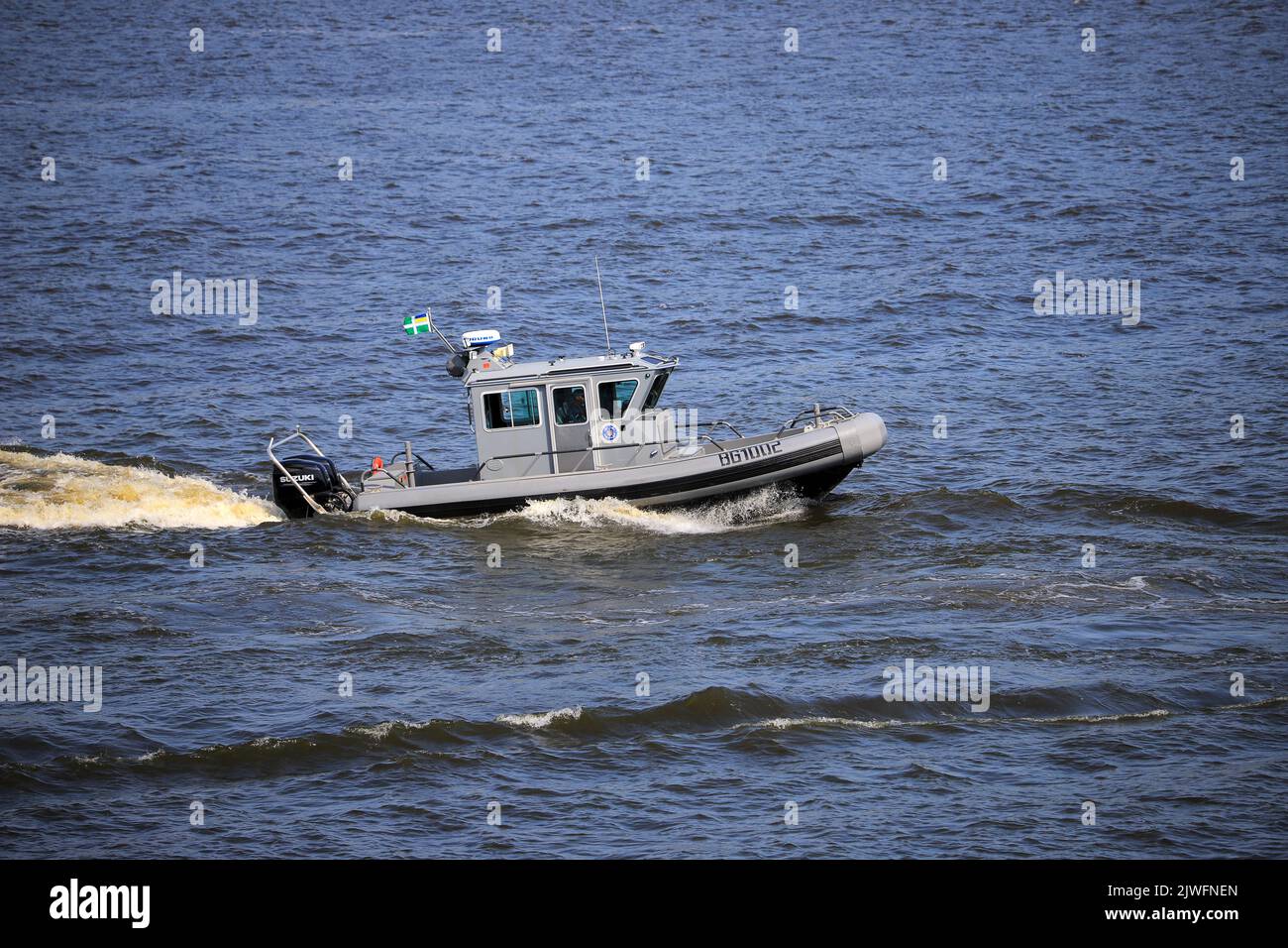 Ukrainisches Militär-Motorboot Stockfoto