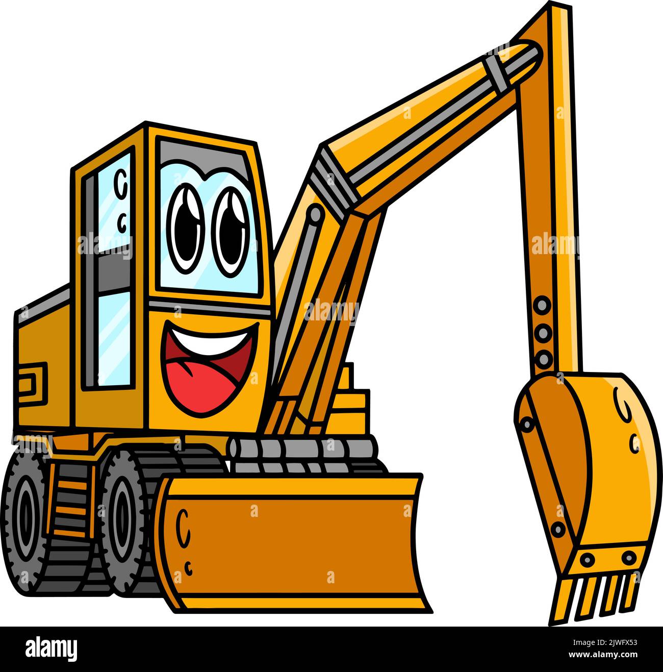 Bagger mit Gesicht Fahrzeug Cartoon Clipart Stock-Vektorgrafik - Alamy