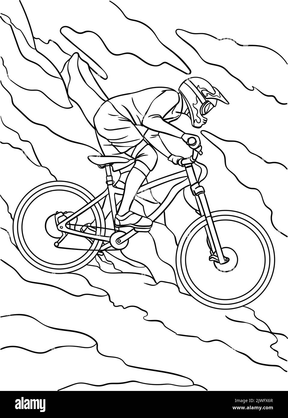 Mountain Biker Malseite für Kinder Stock Vektor