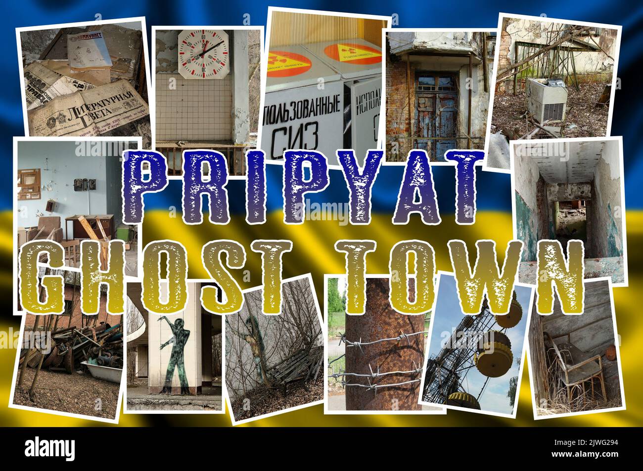 Die gruselige Stadt Pripyat (Ukrain), die für die Katastrophe von Tschernobyl bekannt ist, in ihrer Sperrzone, immer noch radioaktiv und gefährlich. (2) Stockfoto