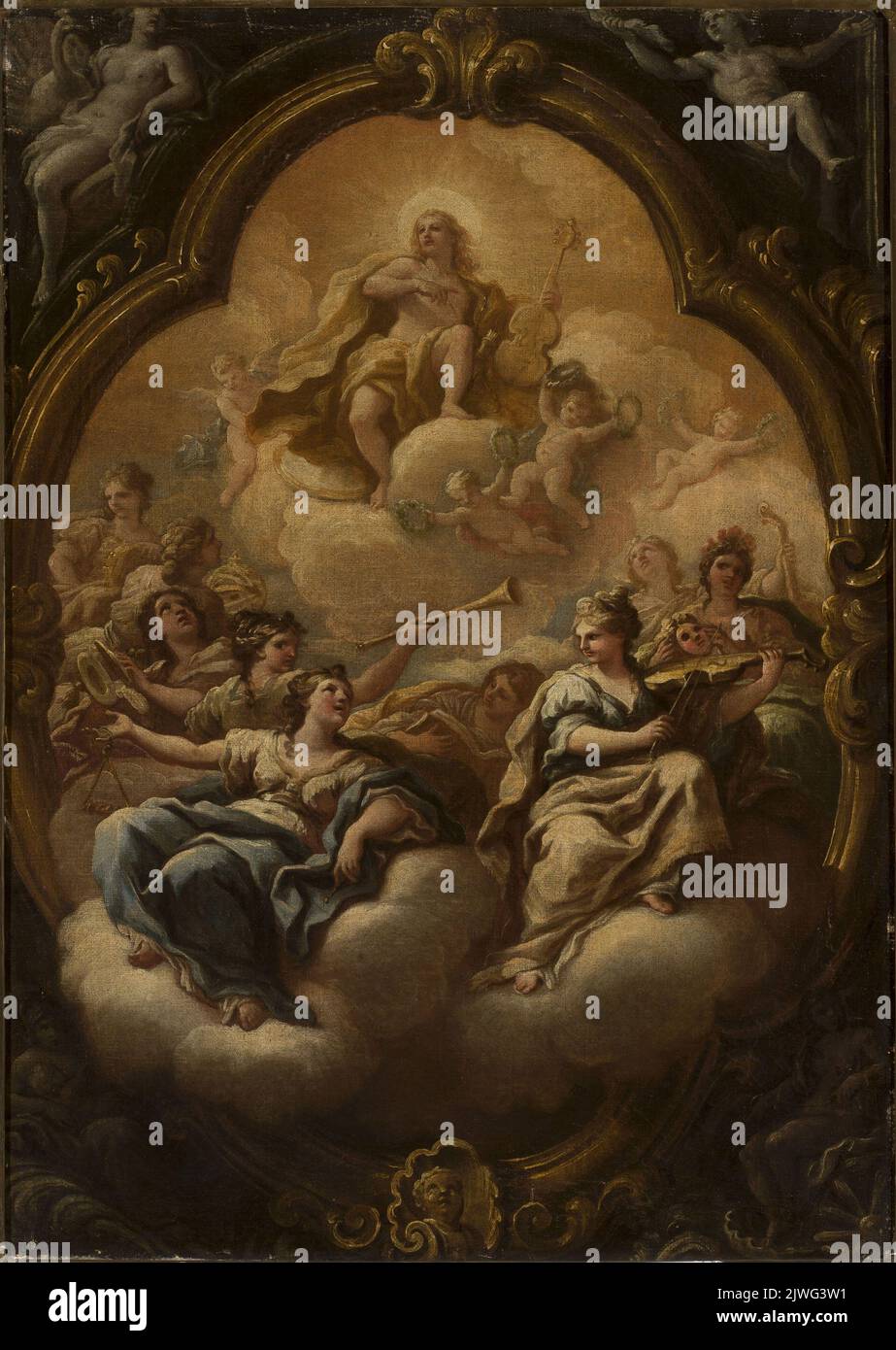 Apollo und Musen. Matteis, Paolo di (1662-1728), Maler Stockfoto