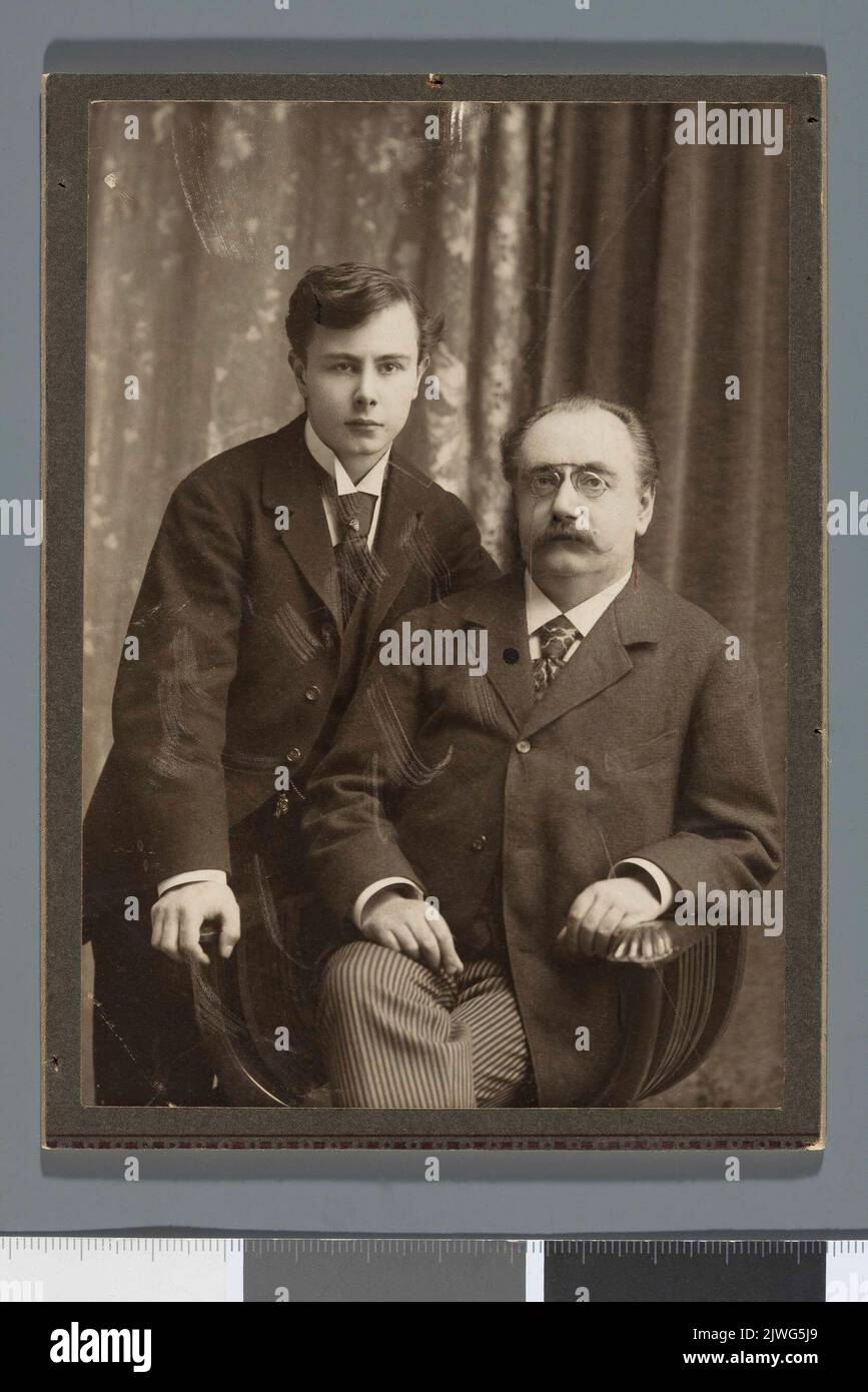 Porträt von Kazimierz Hofmann (1842-1911), Pianist, Komponist, Pädagoge, mit Sohn Józef Hofmann (1876-1957), Pianist und Komponist. Idzikowski, Jan Wacław (1861-?), Fotograf Stockfoto