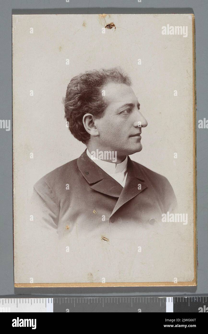 Porträt von Jan Tatarkiewicz (1843-1891), Schauspieler, Regisseur (Büste, Profilansicht). Mieczkowski, Jan (1830-1889), Fotograf Stockfoto