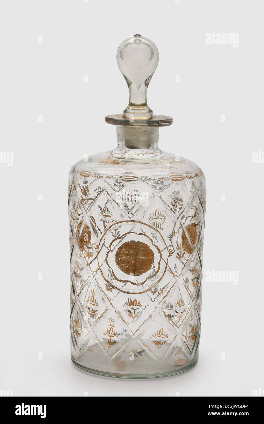 Flasche und Deckel. Beykoz (huta szkła), Glasarbeiten Stockfoto