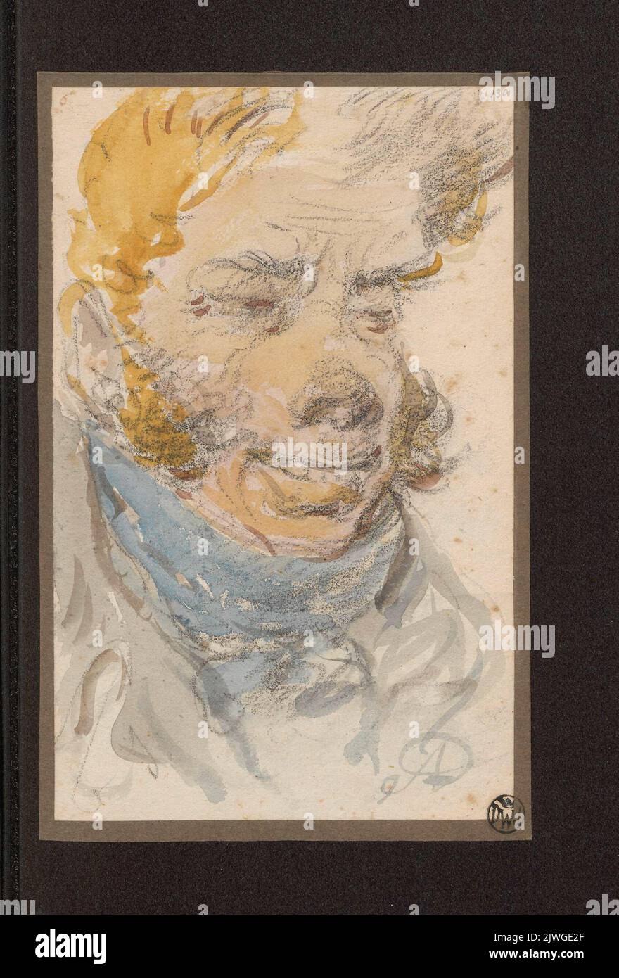 Porträt eines Mannes mit einer Stoffbinde um den Hals. Orłowski, Aleksander (1777-1832), Zeichner, Karikaturist Stockfoto