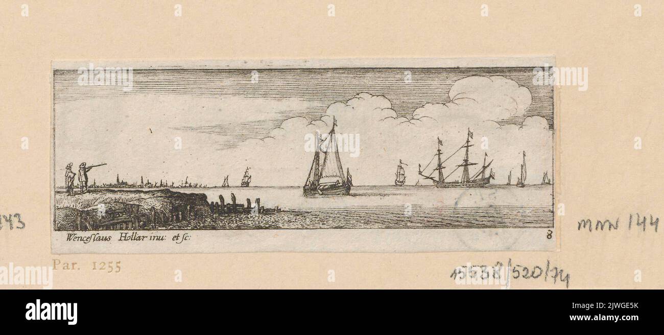 Flache Küste mit Wellenbrecher. Hollar, Wenzel (1607-1677), Grafiker Stockfoto