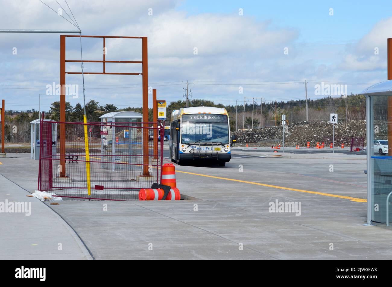 West Bedford Park and Ride, ein Busbahnhof von Halifax Transit in Halifax, Nova Scotia, Kanada. Stockfoto