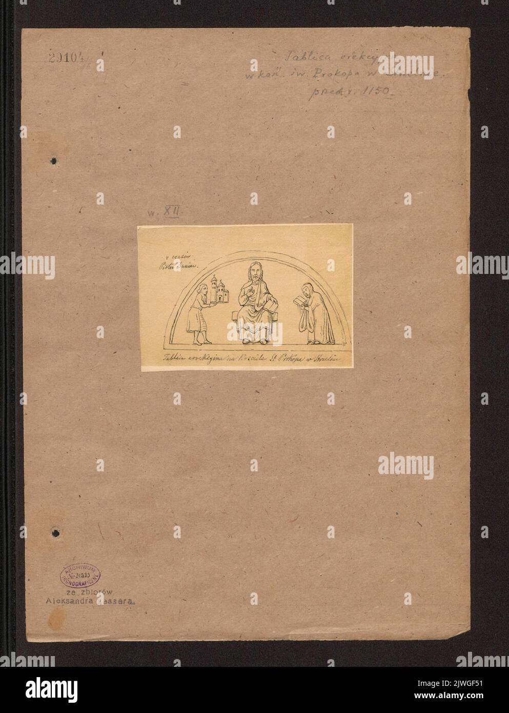 Stiftung Tympanon in der Rotunde des Hl. Procopius in Strzelno. Lesser, Aleksander (1814-1884), Zeichner, Karikaturist Stockfoto