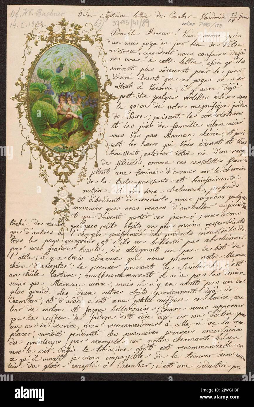 Listen Sie Jadwigi Łuszczewskiej (Deotymy) auf ich Wacława Łuszczewskiego do Magdaleny Łuszczewskiej. Łuszczewska, Jadwiga (Deotyma) (1834-1908), Autorin, Łuszczewski, Wacław (1806-1867), Autor Stockfoto