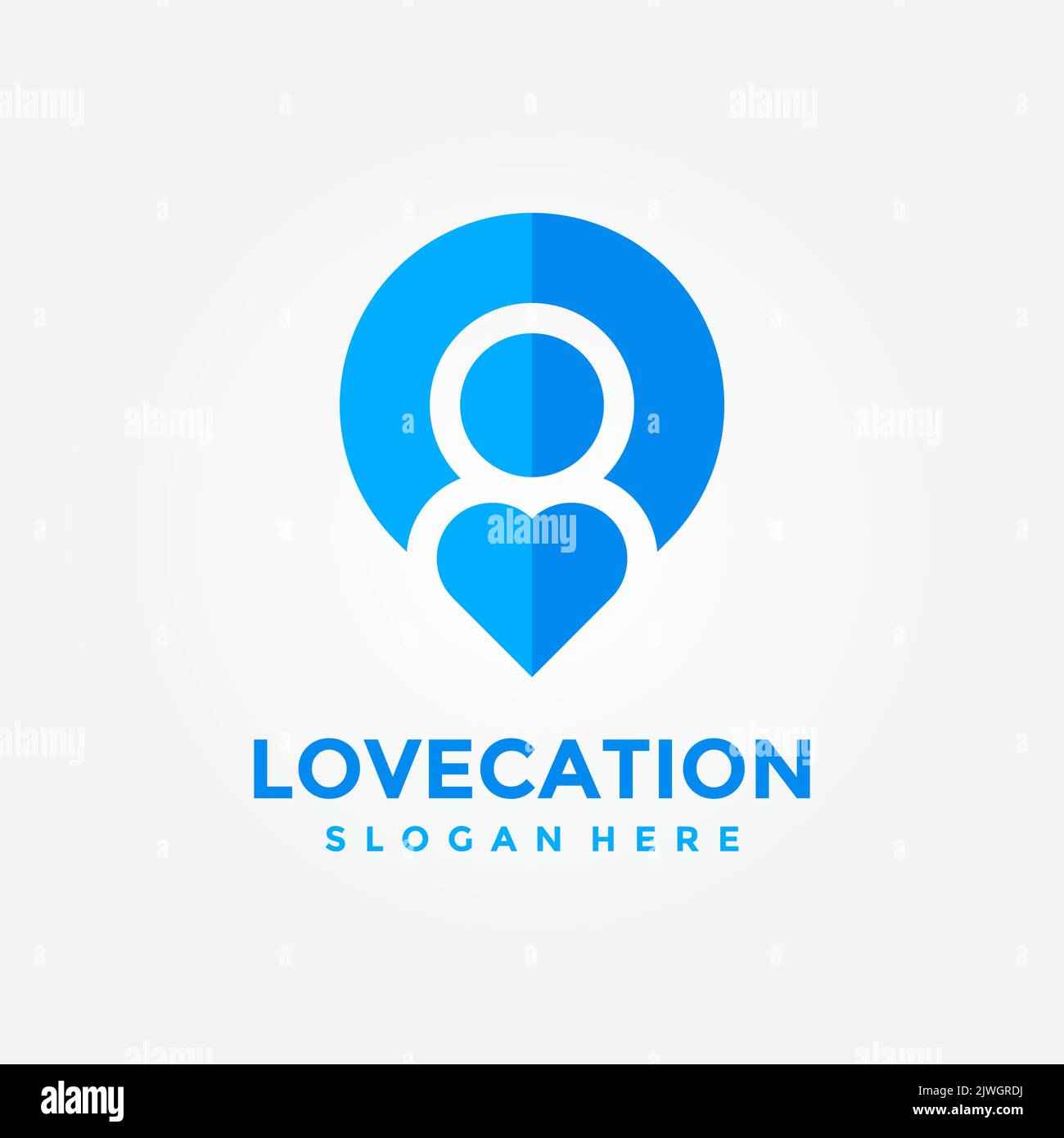 Love Location Logo Design-Vorlage. Konzept eines beliebten Ortes isoliert mit flachem Stil Ikone modern. Kreativer Kartenzeiger mit Herz-Vektor-Symbol. Stock Vektor