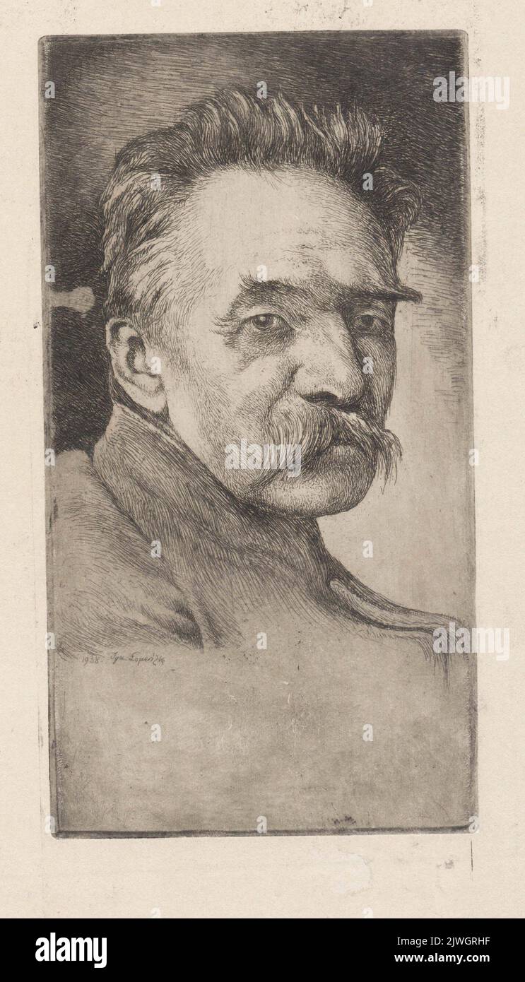 Porträt von Józef Piłsudski. Łopieński, Ignacy (1865-1941), Grafiker Stockfoto