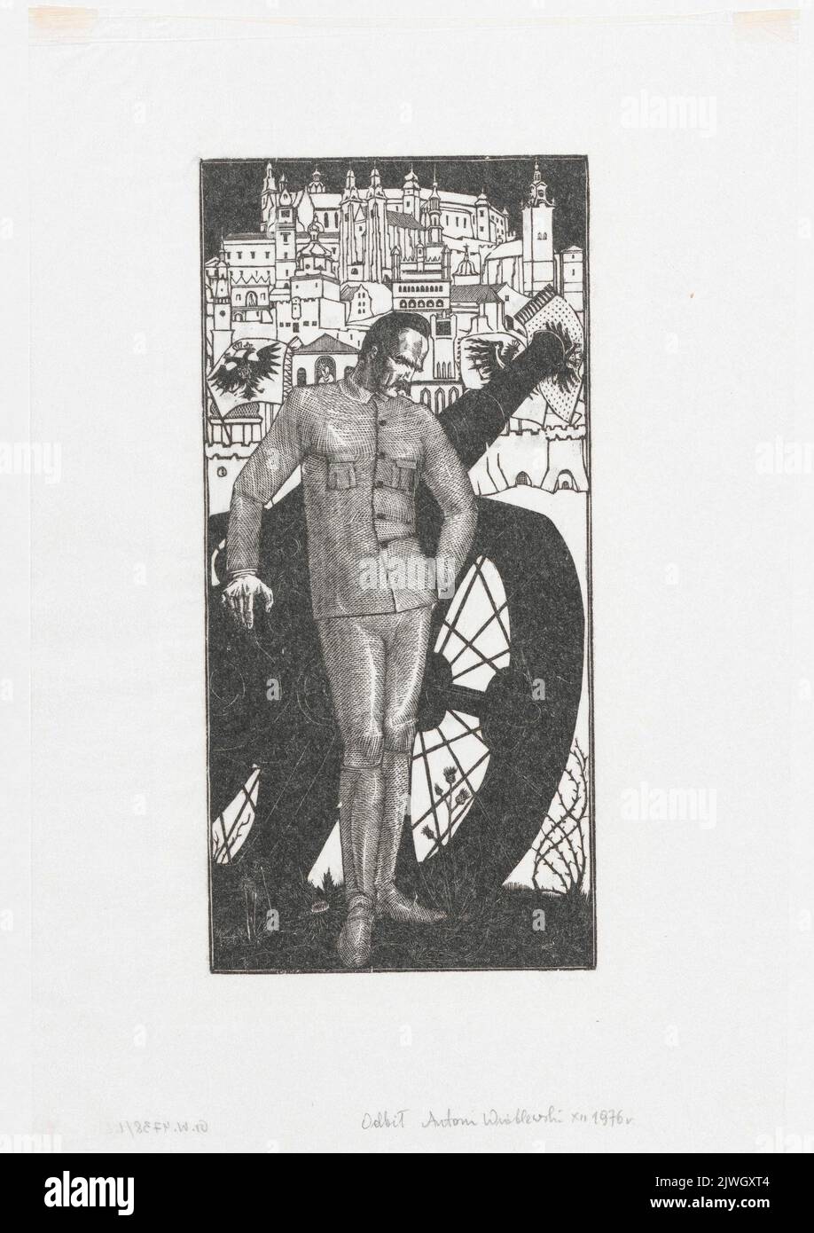 Porträt von Józef Piłsudski. Goryńska, Wiktoria (1902-1945), Grafikerin Stockfoto