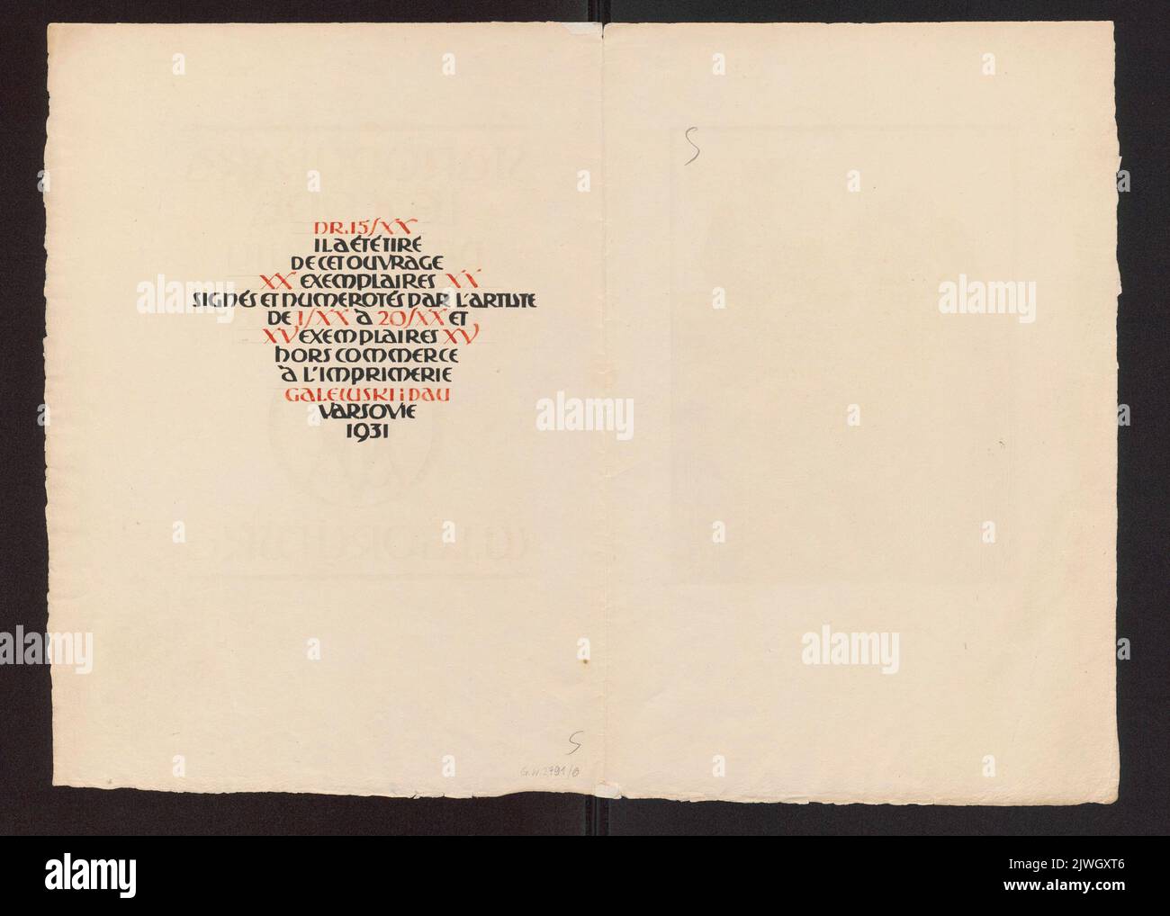 Karta z tekstem, do książki 'Staroduńska Legenda' Wiktorii Goryńskiej. Goryńska, Wiktoria (1902-1945), Grafikerin Stockfoto