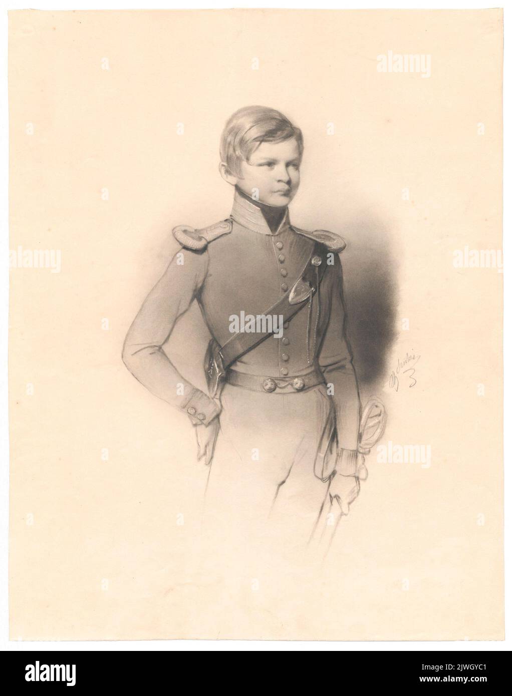 Porträt von Luitpold Karl Wittelsbach, Sohn Ludwigs I. von Bayern. Senties, Pierre Asthasie Théodore (1801-?), Zeichner, Karikaturist Stockfoto