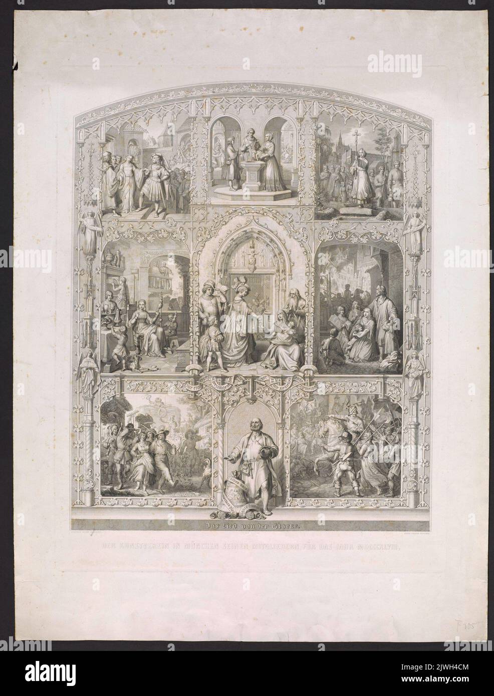 Das Lied von der Glocke, nach Friedrich Schiller. Kunstverein in München (Monachium ; towarzystwo ; fl. 1815-1914), Merchant Employer, Wick, Wendelin (fl. 1842-1853), Druckerei, Schleich, Adrian (1812-1894), Grafiker, Nilson, Christoph Friedrich (1811-1879), Zeichner, Karikaturist Stockfoto