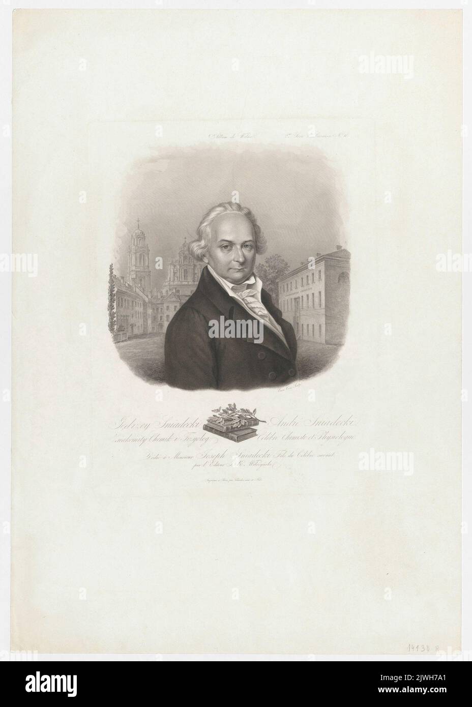 Porträt von Jędrzej Śniadecki. Chardon, Francis ainé et Fils (Paryż ; drukarnia ; ca 1821-1880), Druckerei, Ernst Mathieu Erin (1805-1862), Grafiker, Wilczyński, Jan Kazimierz (1806-1885), Verleger Stockfoto