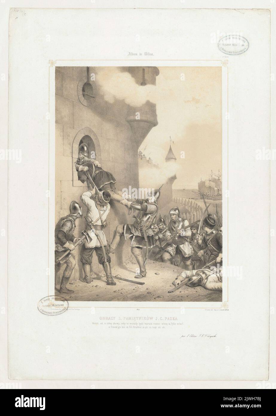 Beschlagnahme einer dänischen Festung. Illustration zu Paseks „Memoiren“. Lemercier, Rose Joseph (Paryż ; Zakład litograficzny ; 1827-post 1899), Lithographie-atelier, Grenier de Saint-Martin, Francisque-Martin-François (1793-1867), Grafiker, Zaleski, Antoni (1824-1885), Zeichner, Karikaturist, Wilczyński, Jan Kazimierz (1806-1885), Verleger Stockfoto