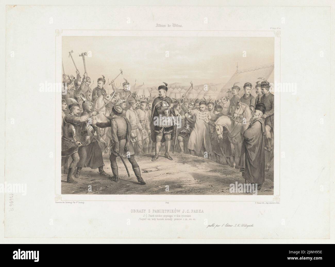 Pasek weigert sich, sein Versprechen an den König zu brechen Illustration zu Paseks „Memoiren“. Lemercier, Rose Joseph (Paryż ; Zakład litograficzny ; 1827-post 1899), Lithographie-atelier, Grenier de Saint-Martin, Francisque-Martin-François (1793-1867), Grafiker, Zaleski, Antoni (1824-1885), Zeichner, Karikaturist, Wilczyński, Jan Kazimierz (1806-1885), Verleger Stockfoto