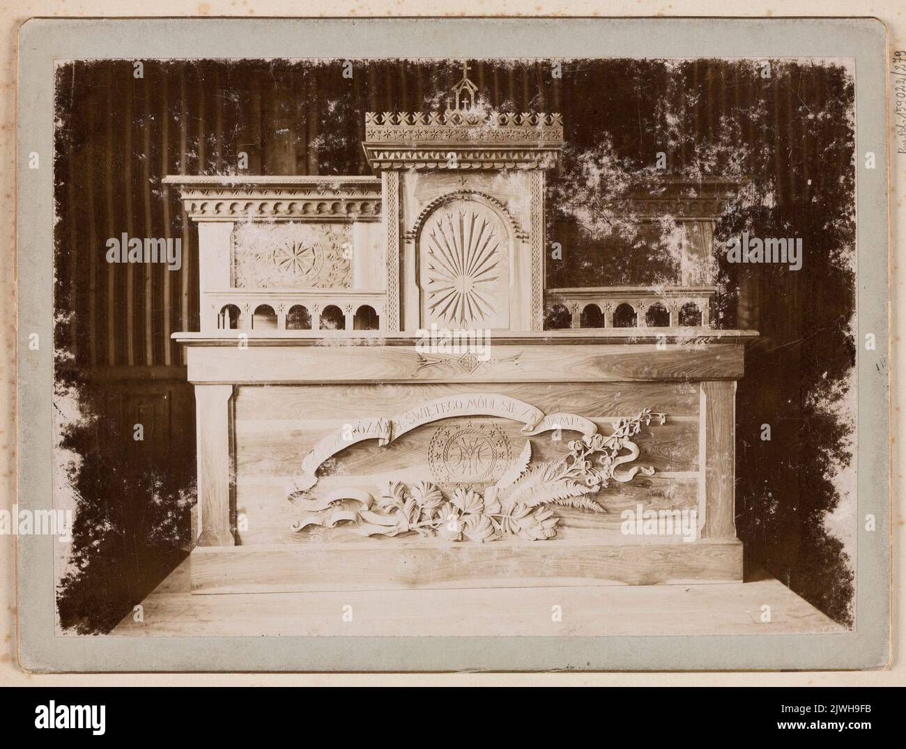 Altar unserer Lieben Frau vom Rosenkranz für die Kirche der Heiligen Familie in Zakopane. Unbekannt, Fotograf, Witkiewicz, Stanisław (1851-1915), Autor eines Projekts Stockfoto