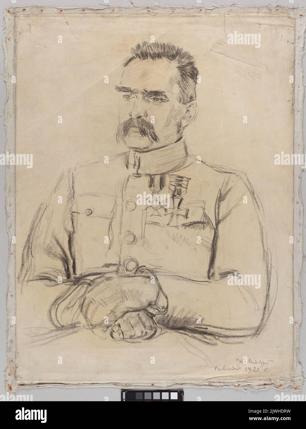 Porträt von Józef Piłsudski. Mehoffer, Józef (1869-1946), Zeichner, Karikaturist Stockfoto