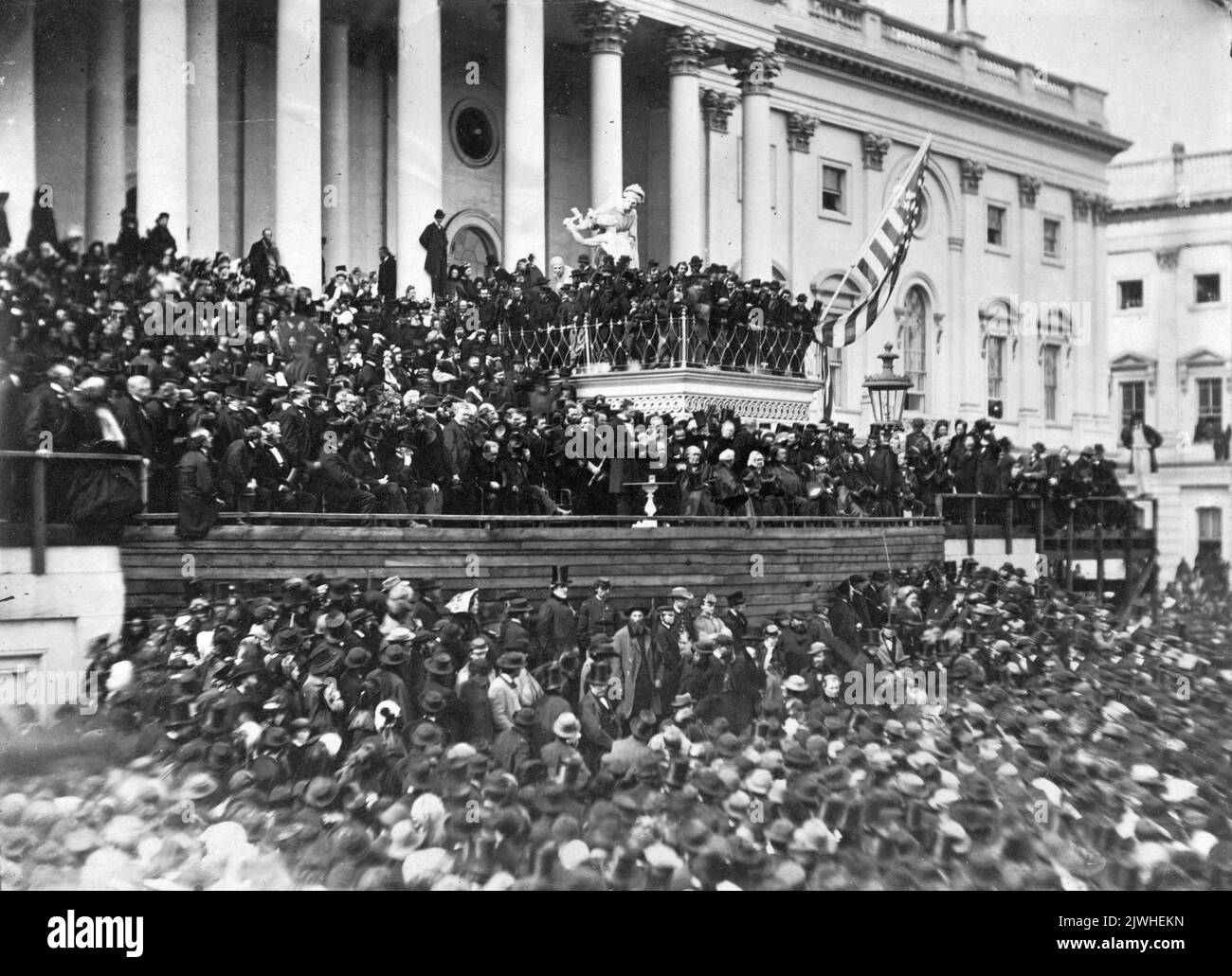 Abraham Lincoln seine zweite Antrittsrede als Präsident der Vereinigten Staaten, Washington, D.C. Stockfoto
