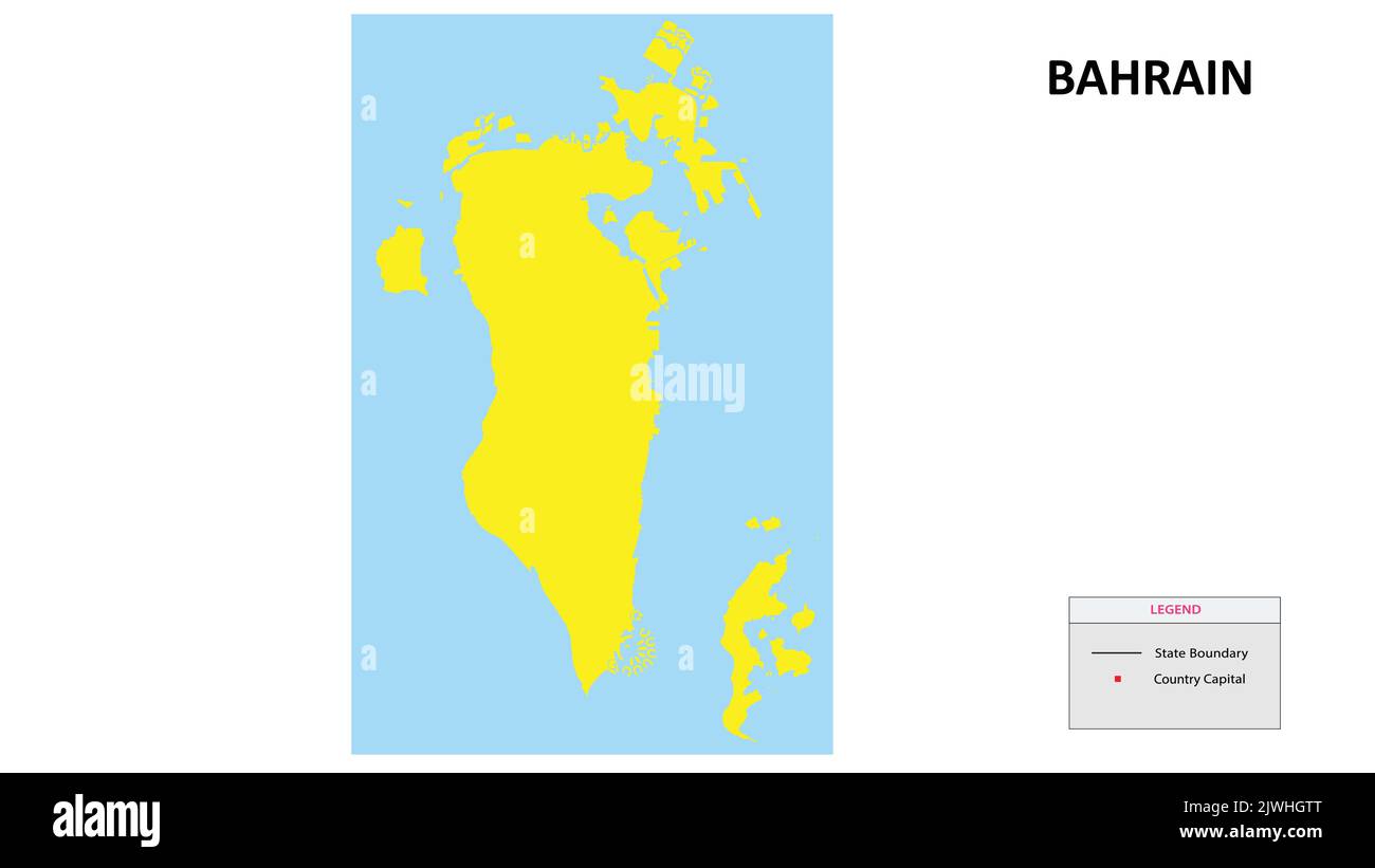 Bahrain-Karte. Hauptstadtplan von Bahrain. Politische Landkarte von Bahrain. Stock Vektor