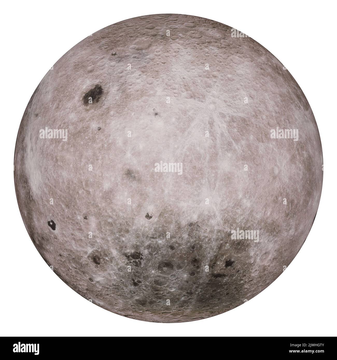 Die andere Seite des Mondes, isoliert auf weißem Hintergrund Stockfoto