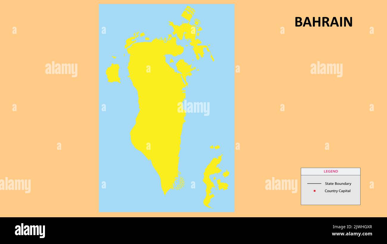 Bahrain-Karte. Landes- und Distriktkarte von Bahrain. Politische Landkarte von Bahrain. Stock Vektor