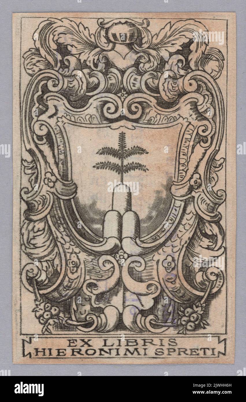 Exlibris von Hieronim Spreti. Unbekannt, Grafiker Stockfoto