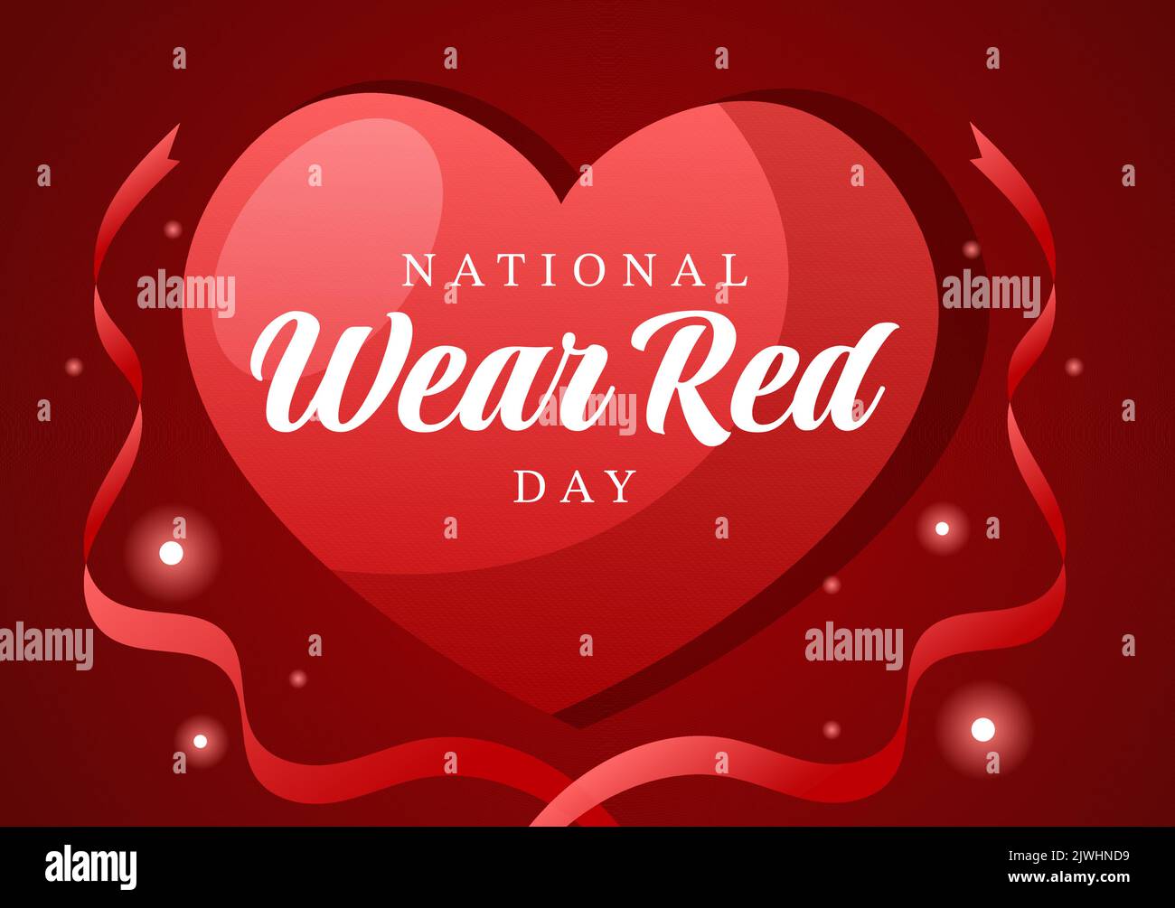 National Wear Red Day am 7.. Februar Vorlage Hand gezeichnet Cartoon flache Illustration zu informieren Frauen Herzkrankheit Design Stock Vektor